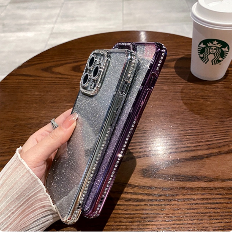 Ốp Điện Thoại iPhone 14 13 12 Pro max 14 plus case ốp lưng điện thoại i phone 14 13 12 promax Dẻo Mạ Kim Cương Lấp Lánh Sang Trọng Chống Sốc Bảo Vệ Ống Kính Máy Ảnh Cho iP 12 13 14 Pro max 14plus