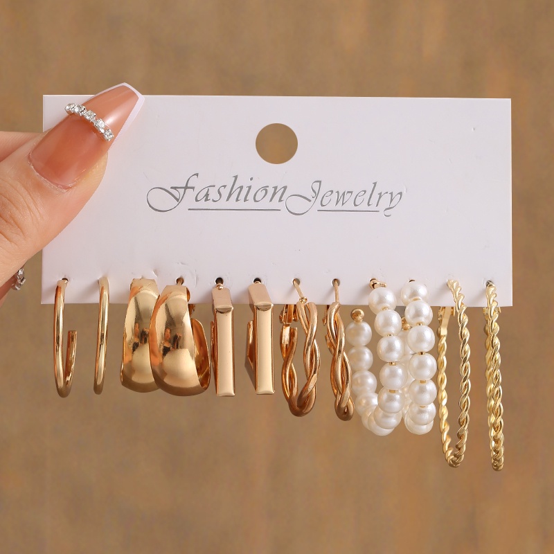 Bông tai mạ vàng / bạc 17KM hình vuông / trái tim đính ngọc trai thời trang xinh xắn