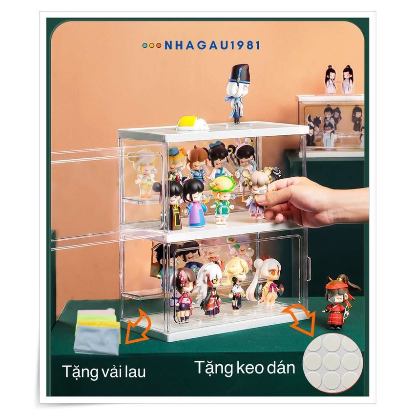 Tủ Kệ Mica 2 Tầng Trưng Bày Mô Hình Lego Đồ Chơi PopMart Chất Liệu Acrylic Cao Cấp Tặng Keo Dán Khăn Lau Shop Nhagau1981