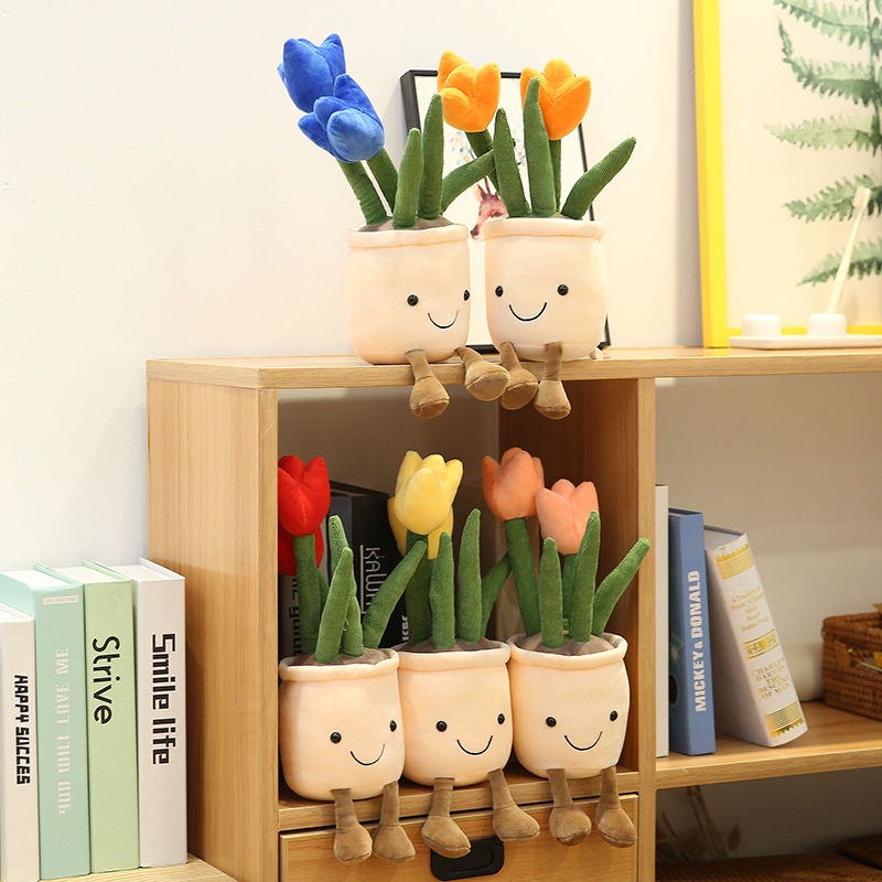 Bó Hoa Tulip Nhồi Bông Cỡ Nhỏ Thiết Kế Dễ Thương Cho Bé Gái