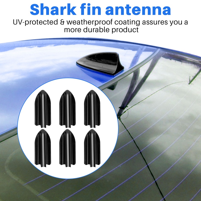 Set 6 Phụ Kiện Hình Vây Cá Mập Màu Đen Trang Trí Mui Xe Ô Tô