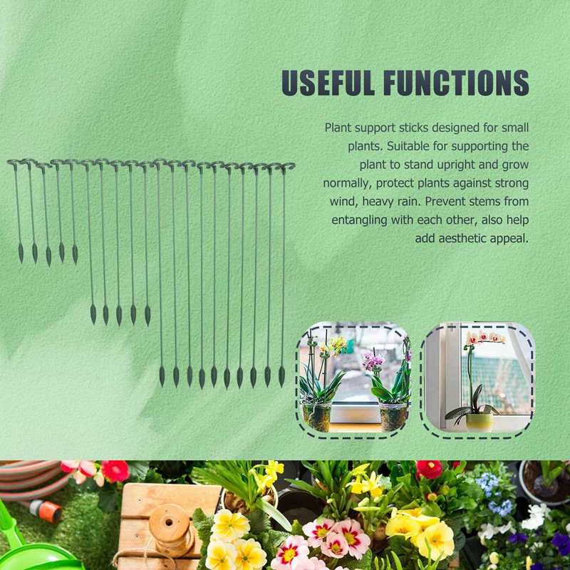 Bộ 60 Que Hỗ Trợ Trồng Cây - 20 Cái (3 Kích Cỡ), 20 Kẹp Hỗ Trợ Cây Lan Và 20 Hoa Lan
