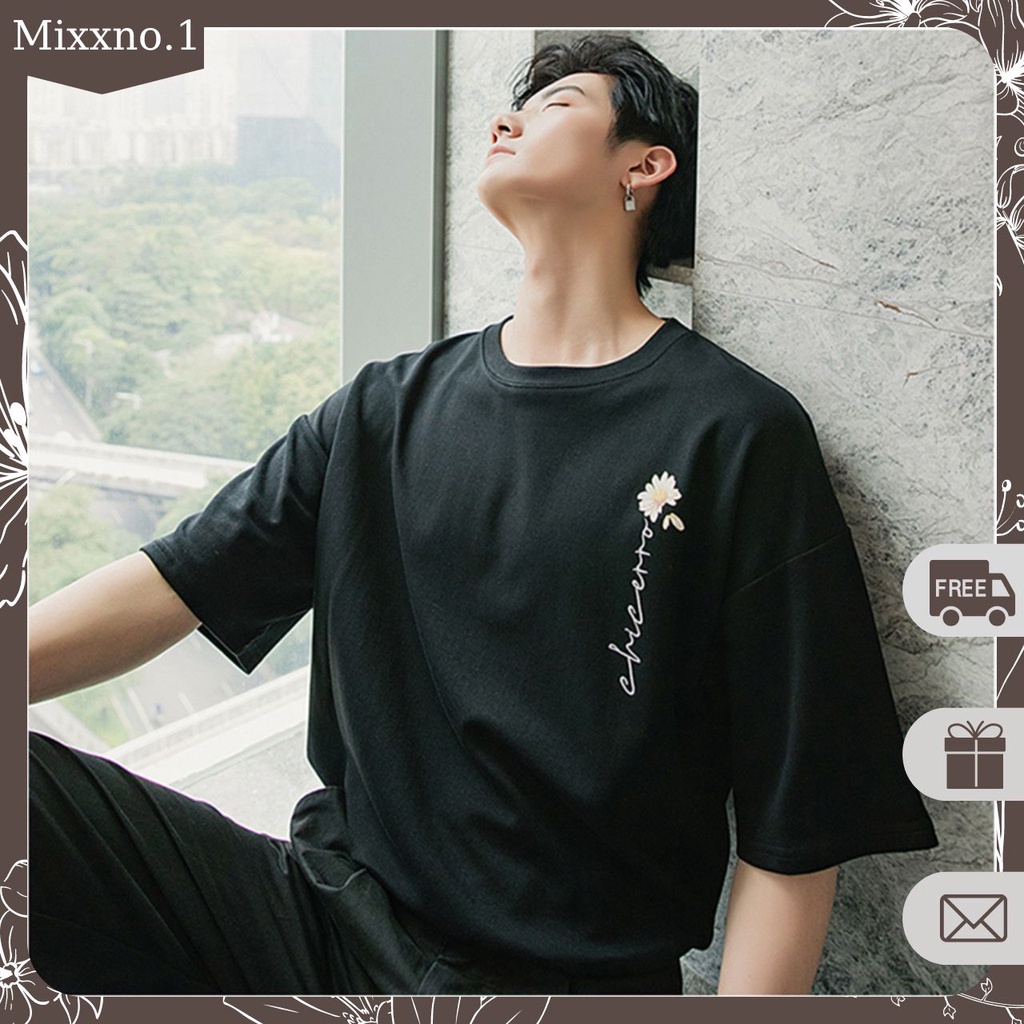 Áo Thun Nam Nữ Mùa Hè Basic Dáng Xuông Tay Lỡ Họa Tiết In Hoa Cúc Thời Trang Mixxno.1 TOP NAM 263