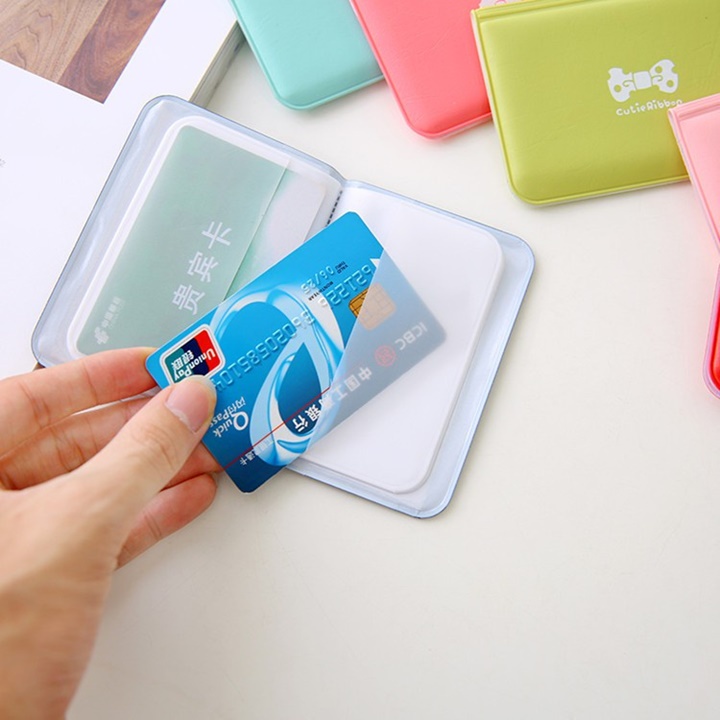Ví Da Đựng Thẻ ATM, Card Visit Hình Nơ 12 Ngăn Màu Sắc Trẻ Trung