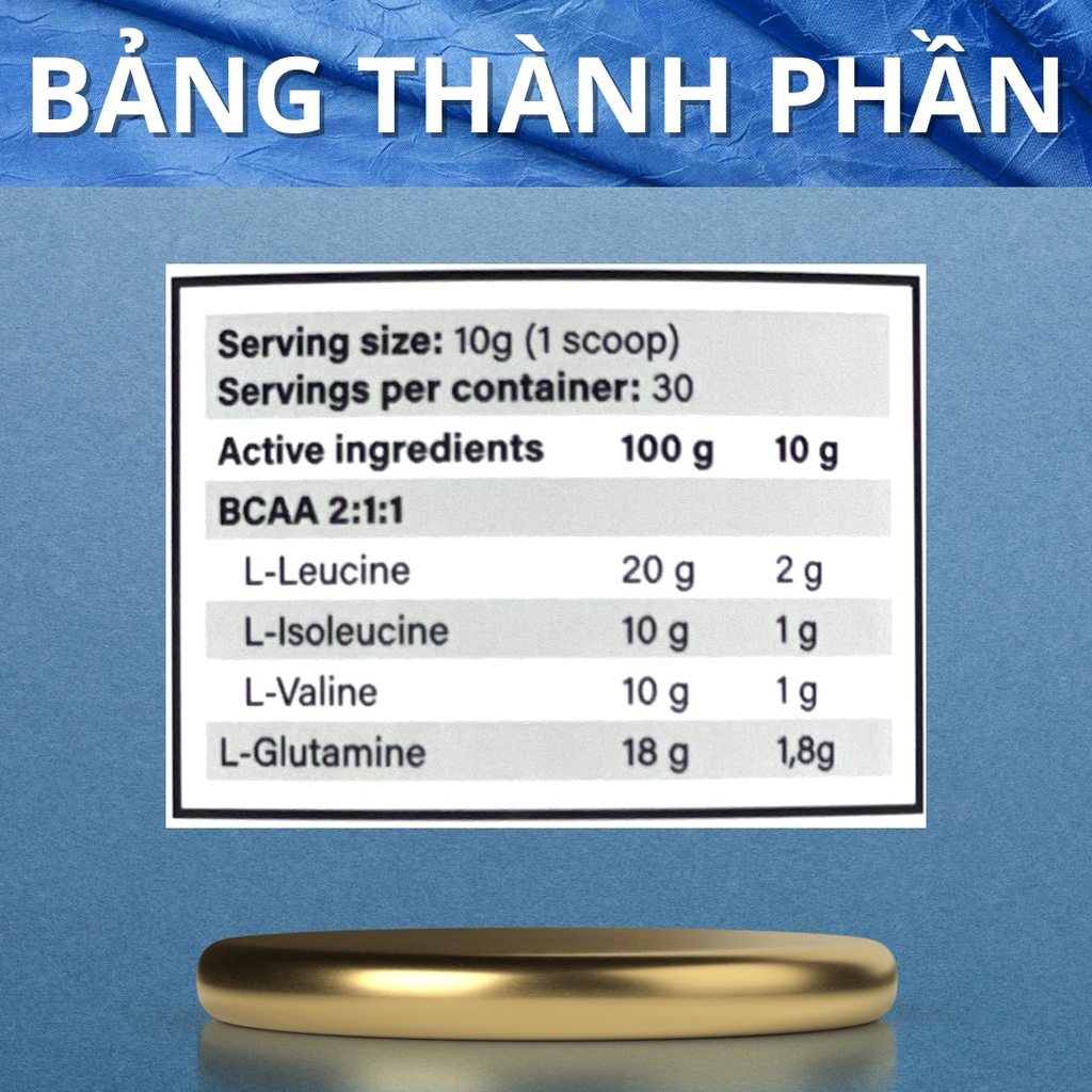 YAVA LABS BCAA + GLUTAMIN - KẾT HỢP 2TRONG1 GIÚP PHỤC HỒI NHANH HƠN - CƠ BĂP PHÁT TRIỂN TỐT HƠN - HỘP 300G