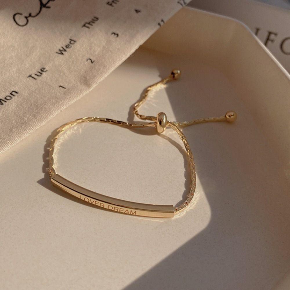 LOMBARD Vòng Tay Thép Titan Thiết Kế Đơn Giản Có Thể Điều Chỉnh Phong Cách Hàn Quốc Cho Cặp Đôi