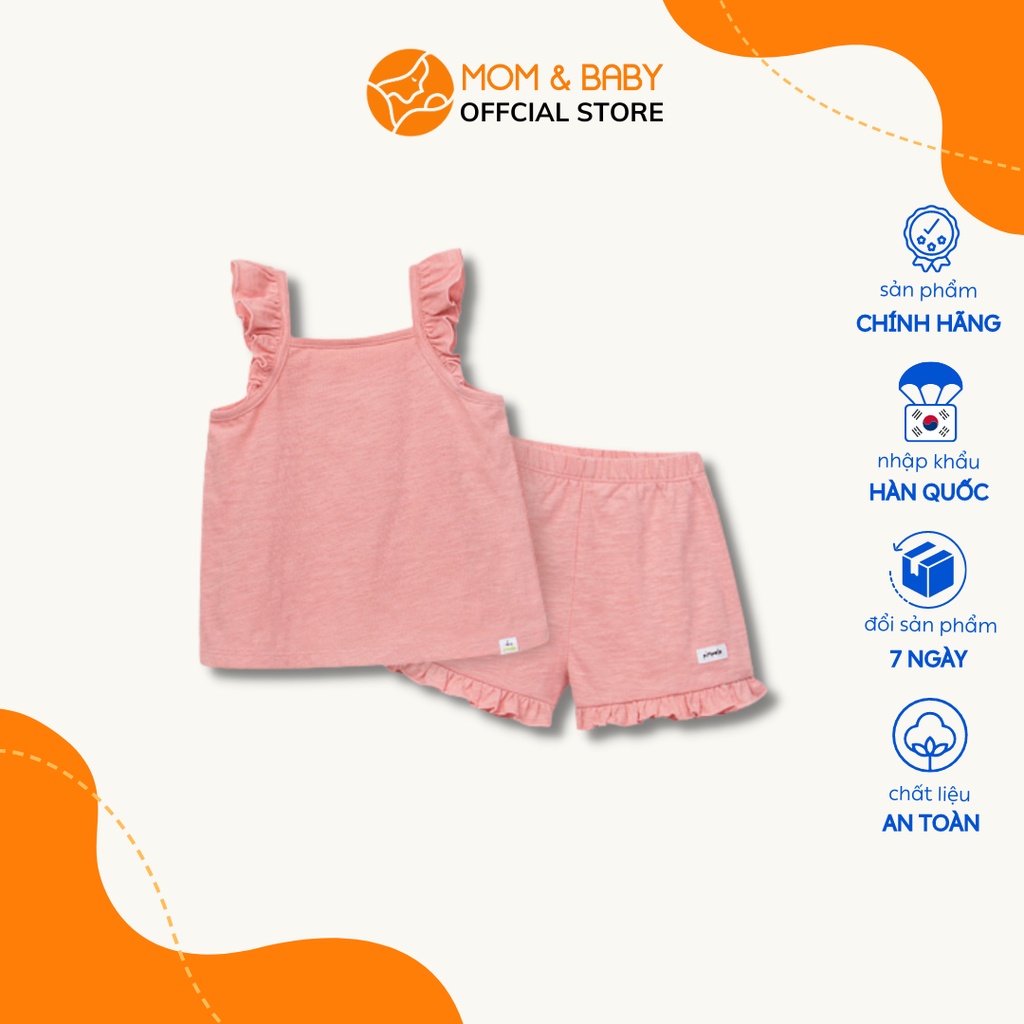 Set đồ bộ cotton bé gái thương hiệu Hàn Quốc Pimpollo dễ thương áo dây, quần đùi từ 9 tháng - 7 tuổi MOM & BABY JLEBN04