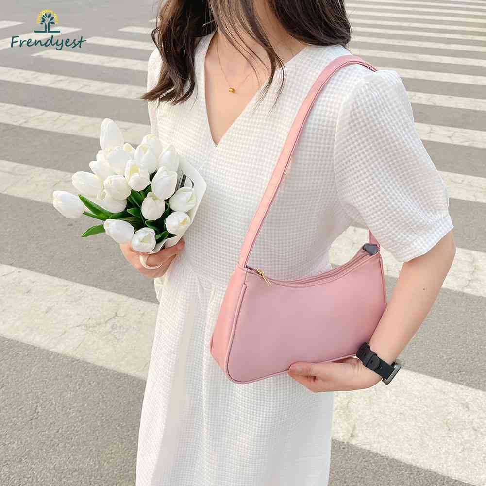 Túi Xách Đeo Vai / Kẹp Nách Chất Liệu Nylon Màu Trơn Thời Trang Cho Nữ