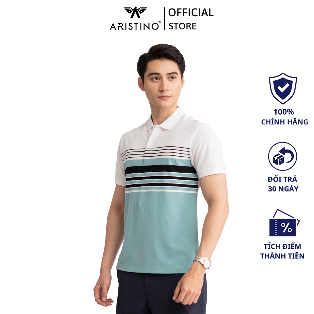 [MỚI] Áo polo ngắn tay ARISTINO phom Regular Fit, họa tiết kẻ thanh lịch, màu sắc trẻ trung, ấn tượng - APS136S3