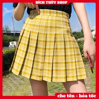 Chân váy Tennis kẻ sọc caro ngắn xếp ly xòe siêu hách chân BTK22