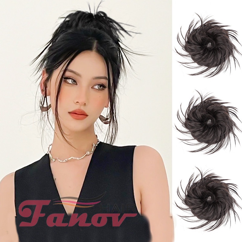 Búi Tóc Giả Xoăn Co Giãn Màu Đen / Nâu Dành Cho Nữ