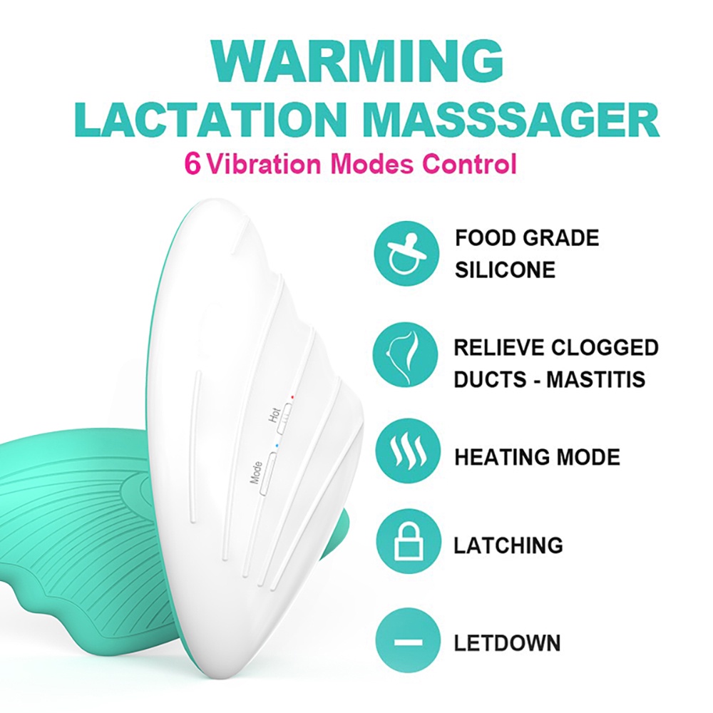 Máy Massage Ngực 6 Chế Độ Rung + 3 Chế Độ Sưởi Ấm Cải Thiện Tình Trạng Tắc Nghẽn Bằng Silicon Mềm