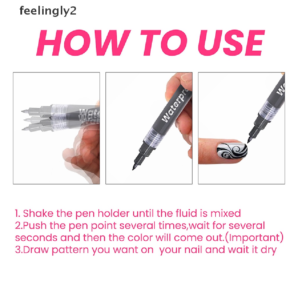 Bộ 4 Cây Bút Chì Vẽ Móng Tay Nghệ Thuật Graffiti Chống Nước