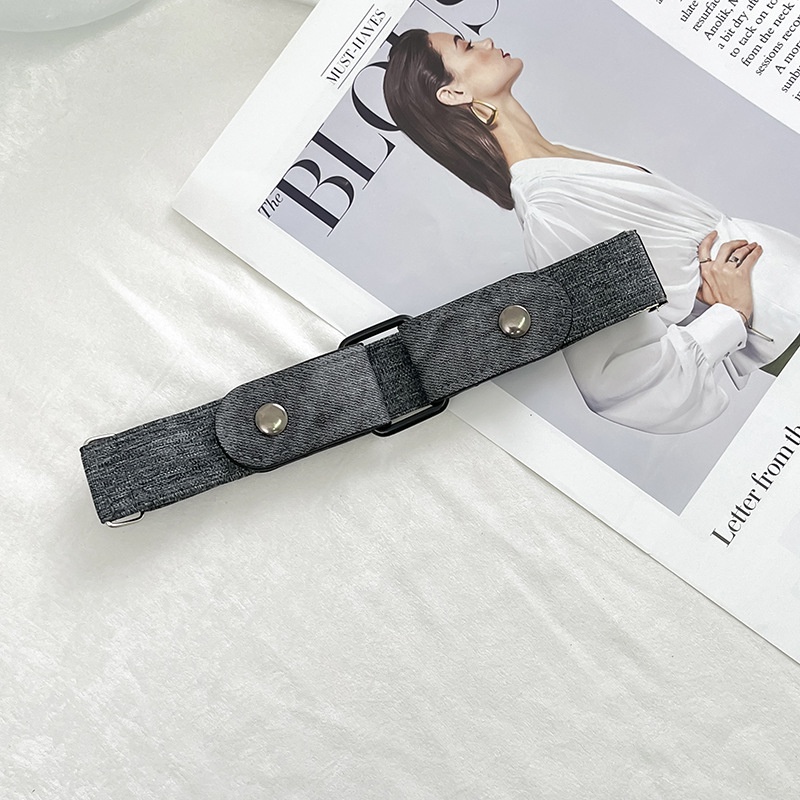 1 Thắt Lưng Vải Denim Vô Hình Co Giãn Không Khóa Dễ Điều Chỉnh Phong Cách Unisex