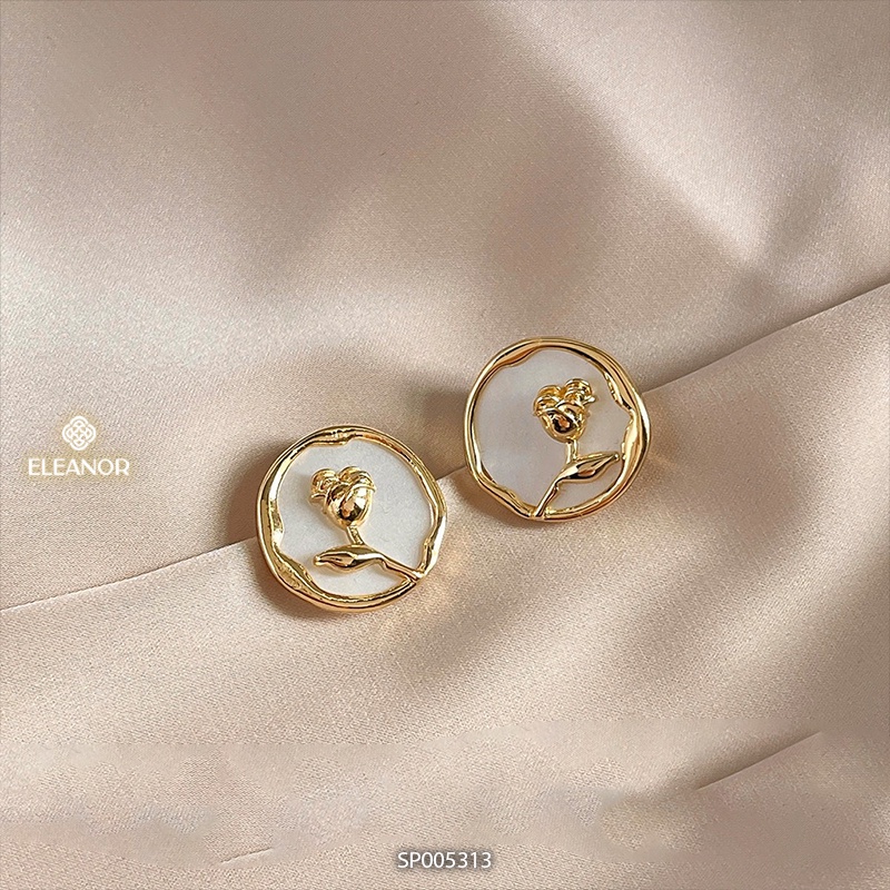 Dây chuyền bông tai nữ Eleanor Accessories bộ trang sức mặt tròn hình hoa hồng phụ kiện trang sức 5283