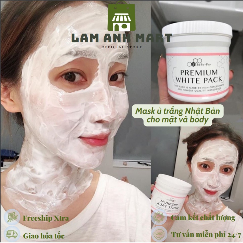 Mặt Nạ Ủ Trắng Bạch Tạng Nhật Bản BebeBebe Pro Premium White Pack 400gr. Kem Ủ Dưỡng Trắng Da Cấp Tốc Mờ Thâm Nám