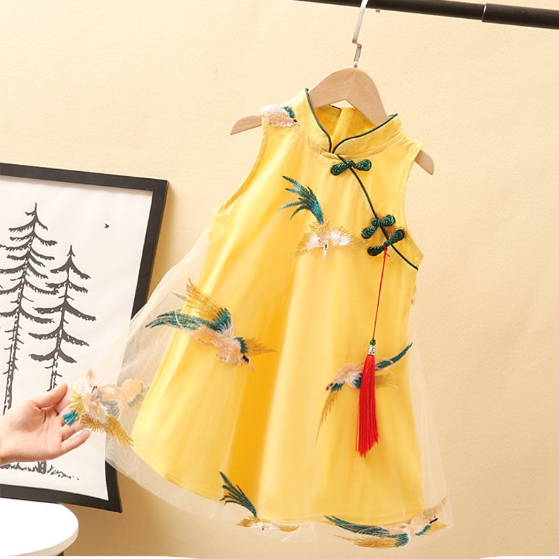 Đầm Sườn Xám Công Chúa Phong Cách Phương Tây Thời Trang Mùa Hè Mới Cho Bé Gái