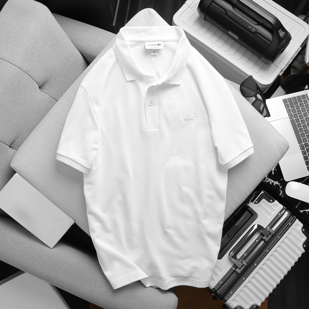 Áo thun polo có cổ trắng LCST chất cotton gai cá mập áo thun xịn siêu phẩm - POLCS2