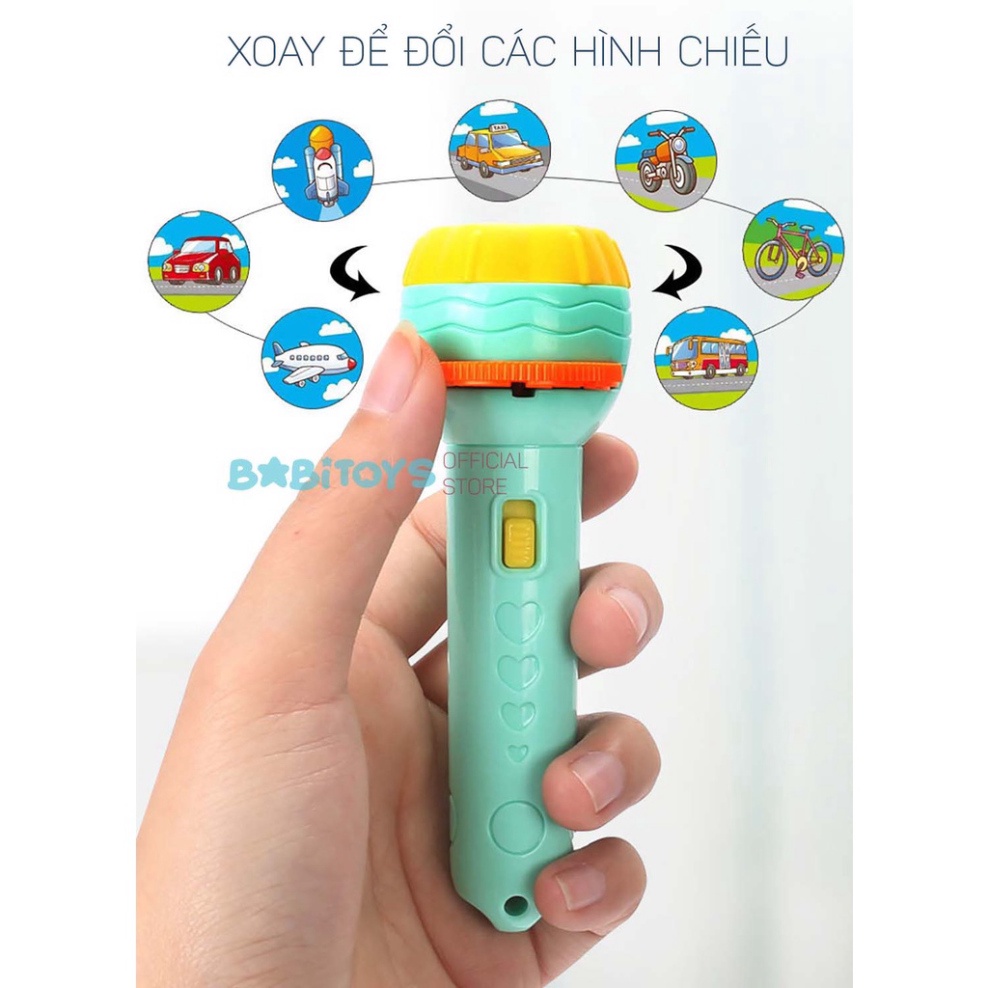 Đèn pin chiếu hình full 80 hình  động vật, giao thông, trái cây, đèn pin chiếu bóng nhiều chủ đề cho bé có hộp