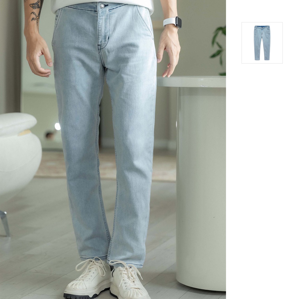 Quần Jean Nam Slim Elaswaist Light Blue, Chất Vải Soft Denim Thoải Mái, QJ0024, SOMEHOW