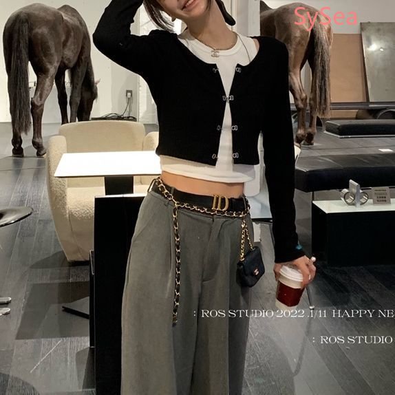 Áo Croptop Dệt Kim Lưng Cao Thời Trang Cho Nữ