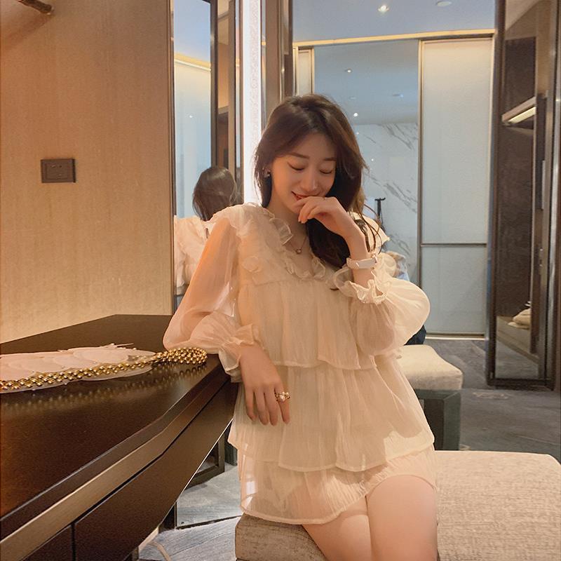 Áo Sơ Mi Chiffon Tay Dài Dáng Rộng Phong Cách Hàn Quốc Thời Trang Mùa Thu 2023 Cho Nữ