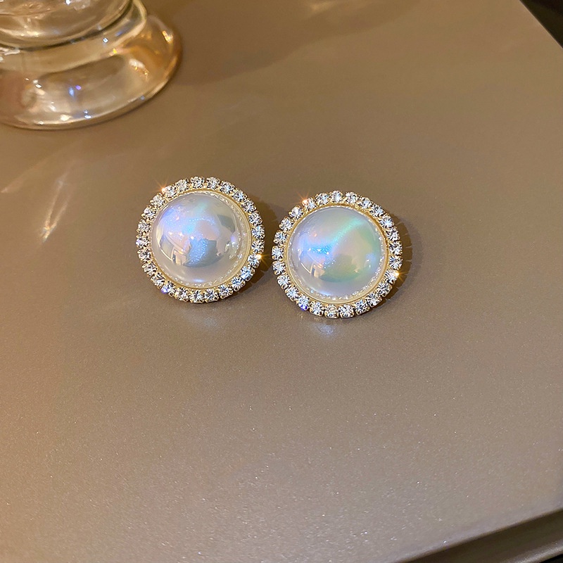 Khuyên Tai Tròn Đính Ngọc Trai Phong Cách Hàn Quốc