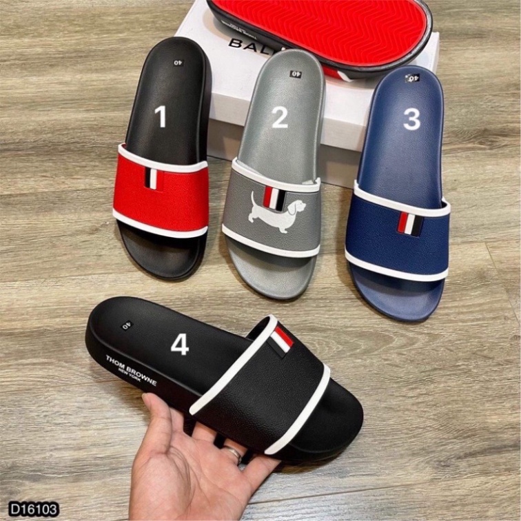 Dép nam đẹp Thom Browne CAO CẤP vân chìm siêu nét, Dép nam quai ngang thời trang trẻ xỏ ngón thể thao cá tính D14