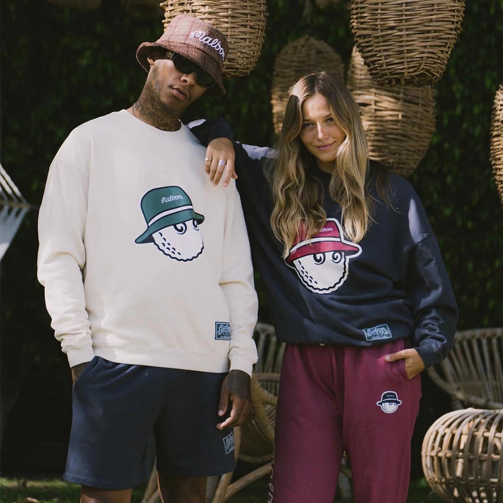Malbon Golf Los Angeles Áo Sweatshirt Chui Đầu Cổ Thuyền In Hình Mascot Đơn Giản Giới Hạn