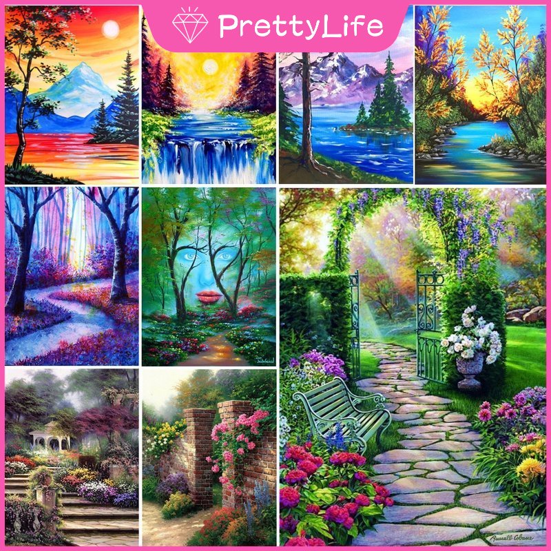 Bộ Tranh Đính Đá 5d Họa Tiết Phong Cảnh Độc Đáo Kích Thước 30x40CM DIY Dùng Trang Trí Nhà Cửa