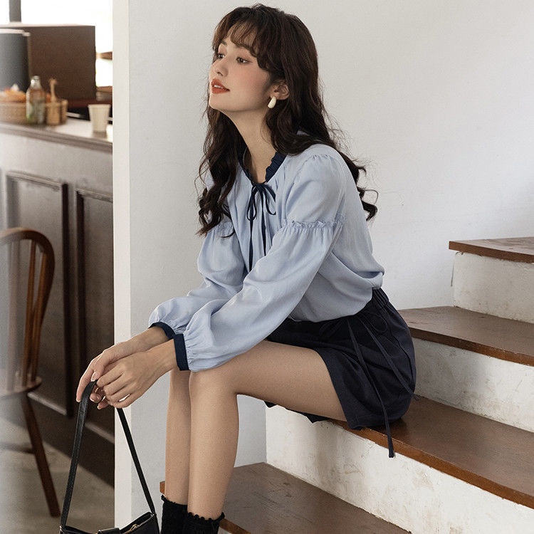 Áo Sơ Mi Selvedge Dáng Rộng Phong Cách Hàn Quốc Thời Trang Mùa Thu 2022 Cho Nữ