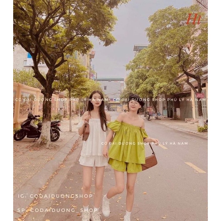 Bộ đùi trễ vai 2 màu H2B578