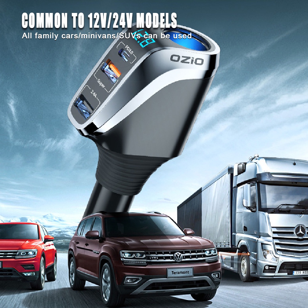 Tẩu Sạc Nhanh QC3.0 / PD Cổng USB 66W DC 12V / 24V Cho Xe Hơi