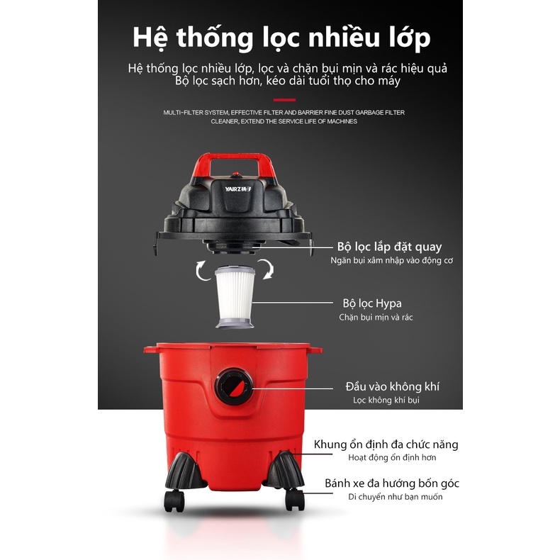 Máy hút bụi gia đình công suất lớn Yangzi 1000W 15L