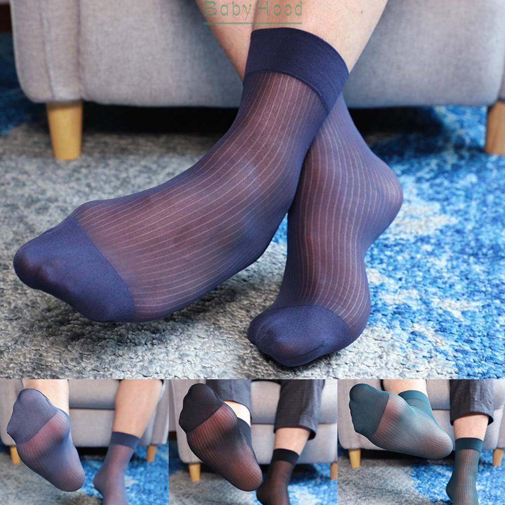 Socks Wide Striped Breathable Business Dress See Through Sheer Stocking#BBHOOD