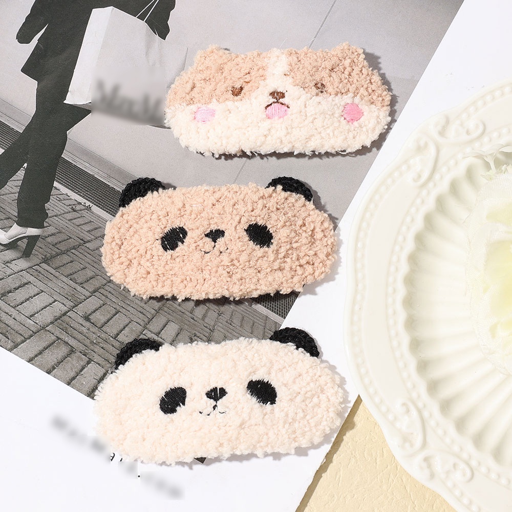 Kẹp Tóc Hình Gấu Trúc Bằng Lông Nhung Dễ Thương Xinh Xắn Cho Bé Gái Giá Đỡ