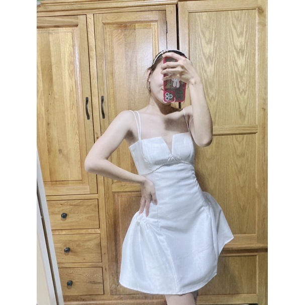 Đầm 2dây xoè dự tiệc đính đá siêu sang TK1187