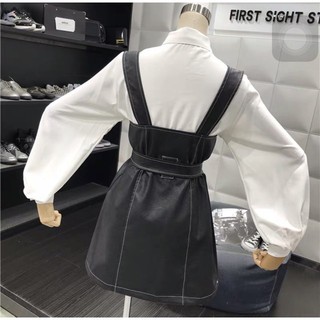 [Order ] Set yếm da kèm sơmi trắng