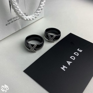 Nhẫn Đá kết hợp Zircon - Titan/ Madde / mã 2256