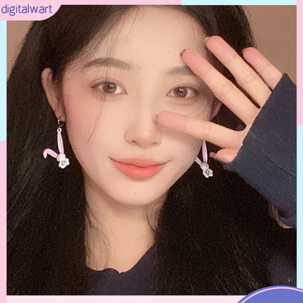 1 Đôi Bông Tai Hình Thỏ Hoạt Hình Đính Đá Ngọt Ngào Phong Cách Hàn Quốc