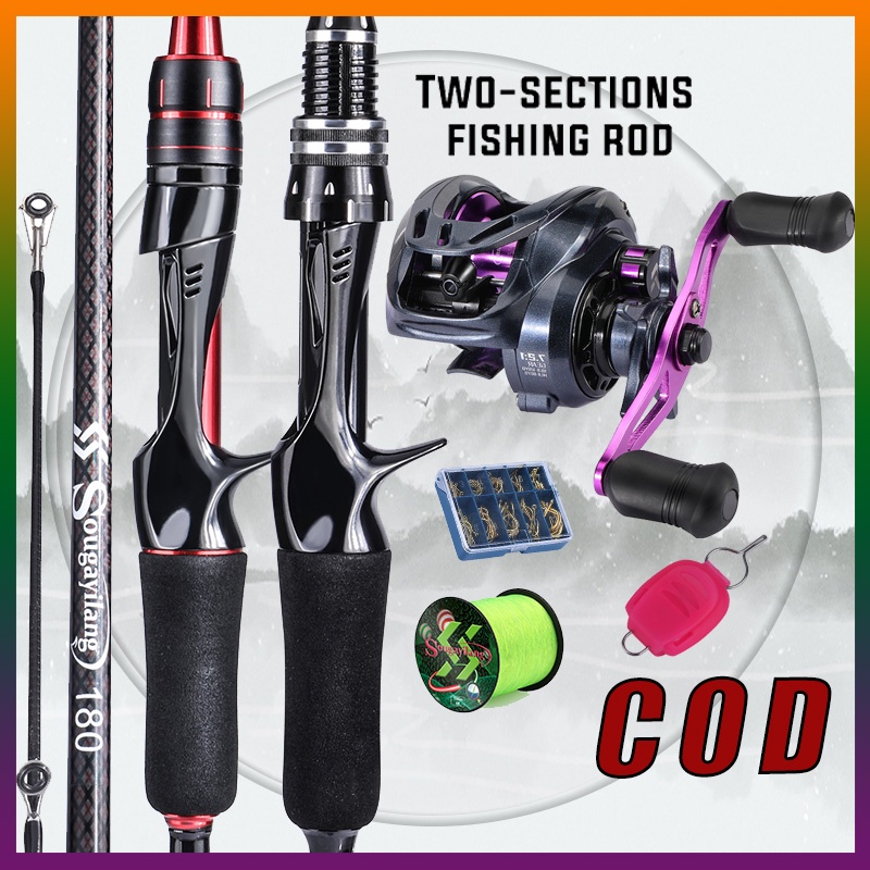 Bộ cần câu máy，Cần câu máy 2 khúc（1.8m) + 8+1BB Máy Câu Ngang Máy Câu Lure，tỷ lệ tốc độ 7.2: 1