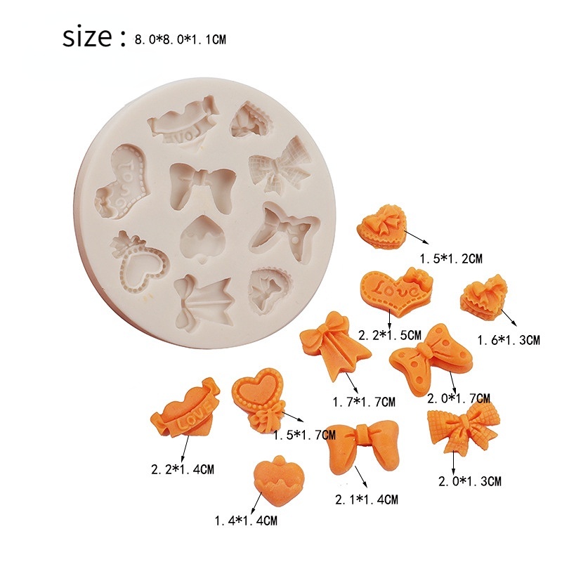 Khuôn Silicone Làm Bánh Kẹo Hình Kẹo Mút / Trái Tim / Nơ Xinh Xắn