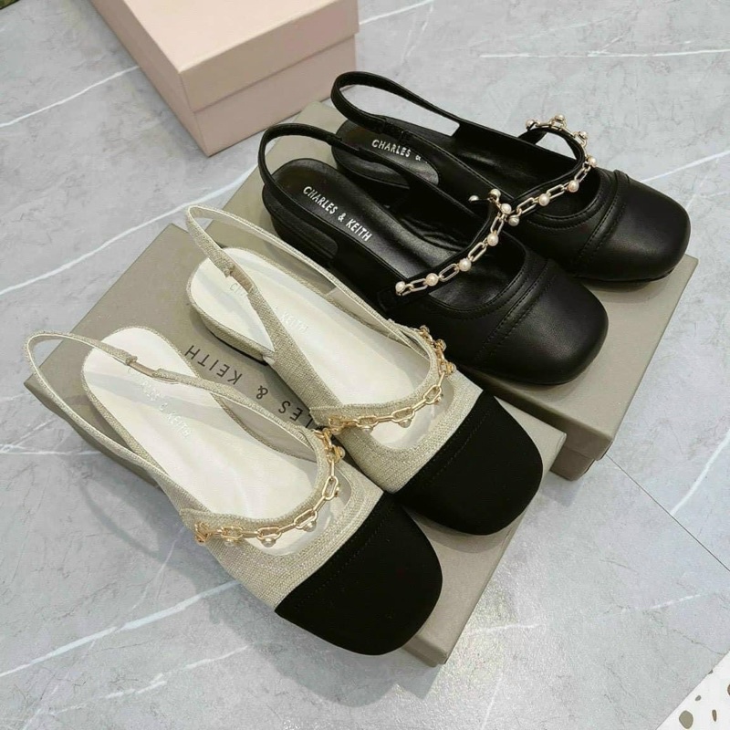 Giày CNK mũi vuông hở gót hàng XK Fullbox