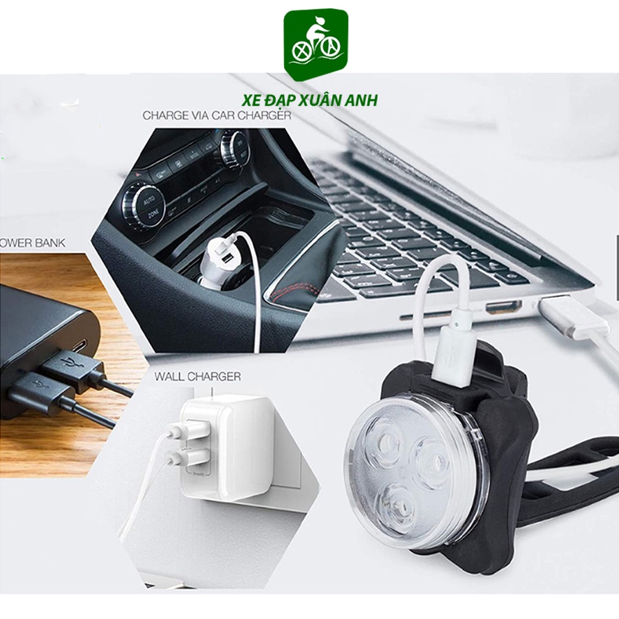 Đèn LED Pha Siêu Sáng Gắn Xe Đạp Sạc USB Chống Nước