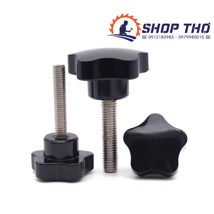 Nút vặn 5 cánh M10 thân sắt mạ nhiều kích thước