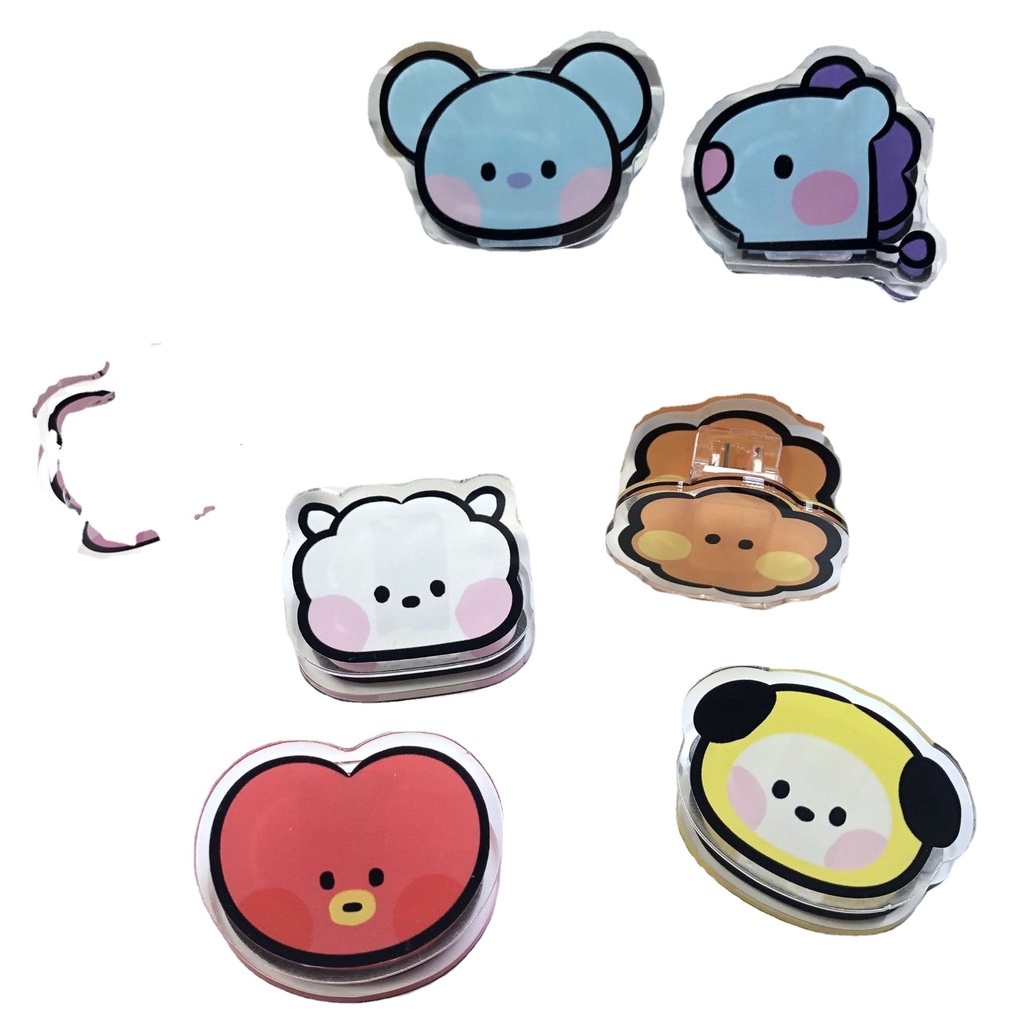 Kẹp Tóc Hai Mặt In Hoạ Tiết Hoạt Hình Nhóm Nhạc Kpop BTS Bằng