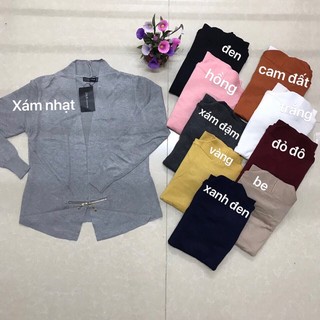 Áo khoác len không cúc phối dây kéo eo.(có trắng).