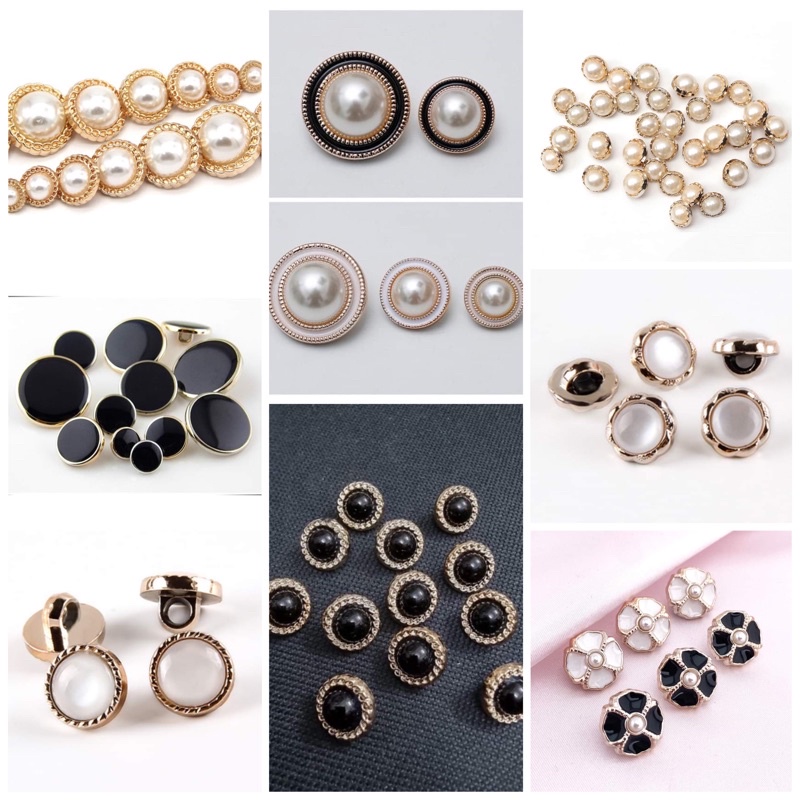 Set 10 cúc cườm (1.8cm - 2cm), dùng cho áo vest, áo dạp, áo măng tô, áo đầm, nút áo ngọc trai nhân tạo nhiều mẫu mã