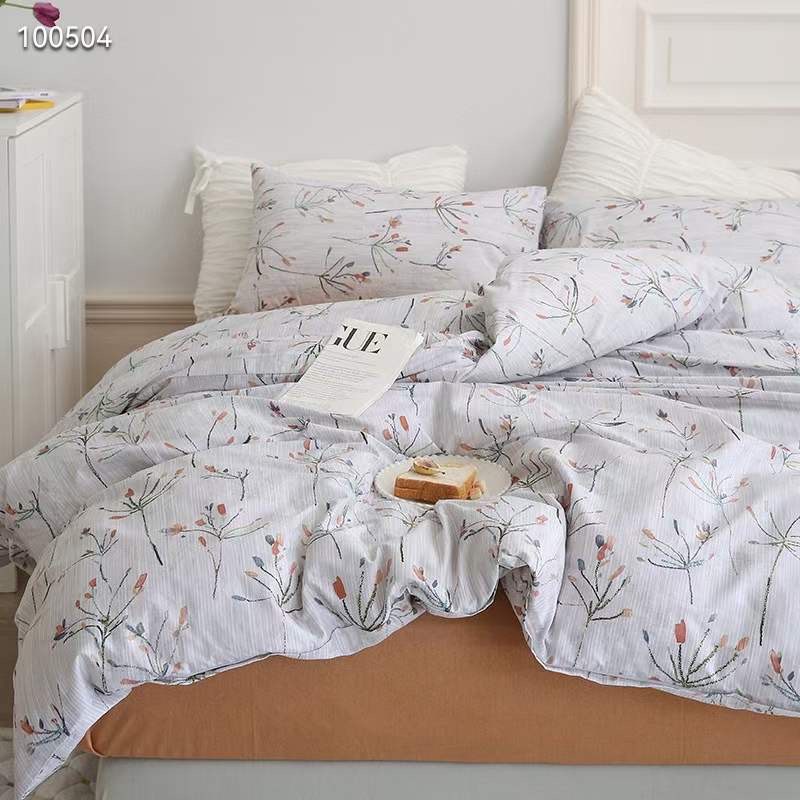 Chăn Ga Gối Cotton Living 💝 FREESHIP 💝 Bộ Chăn Ga Cotton 100% "Cỏ Khô Trắng " nhập khẩu 4 món