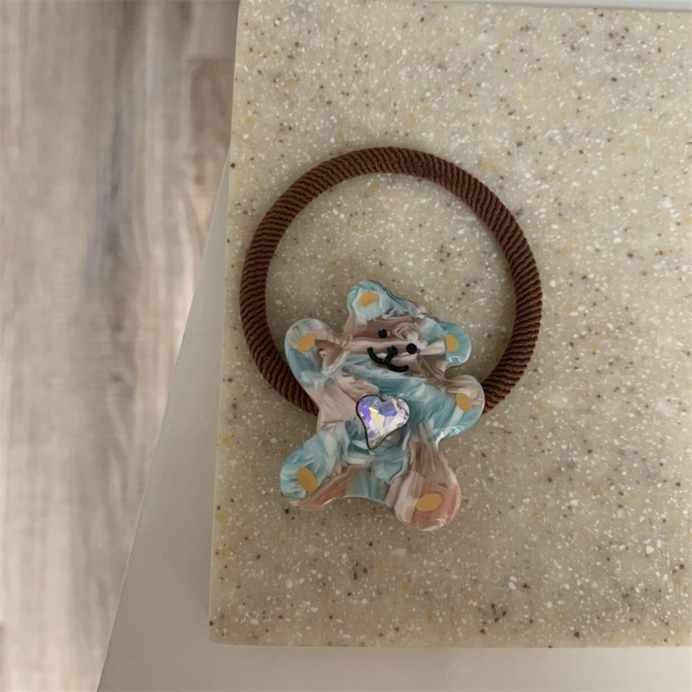 DANES Dây Cột Tóc Đuôi Ngựa Hình Gấu Hoạt Hình Dễ Thương Cho Nữ